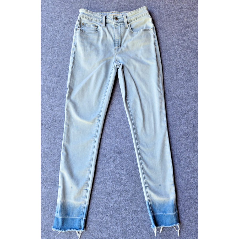 Levis 721 Jeans Womens 27 Blue Distressed High Rise Skinny Light Wash Unhemmed